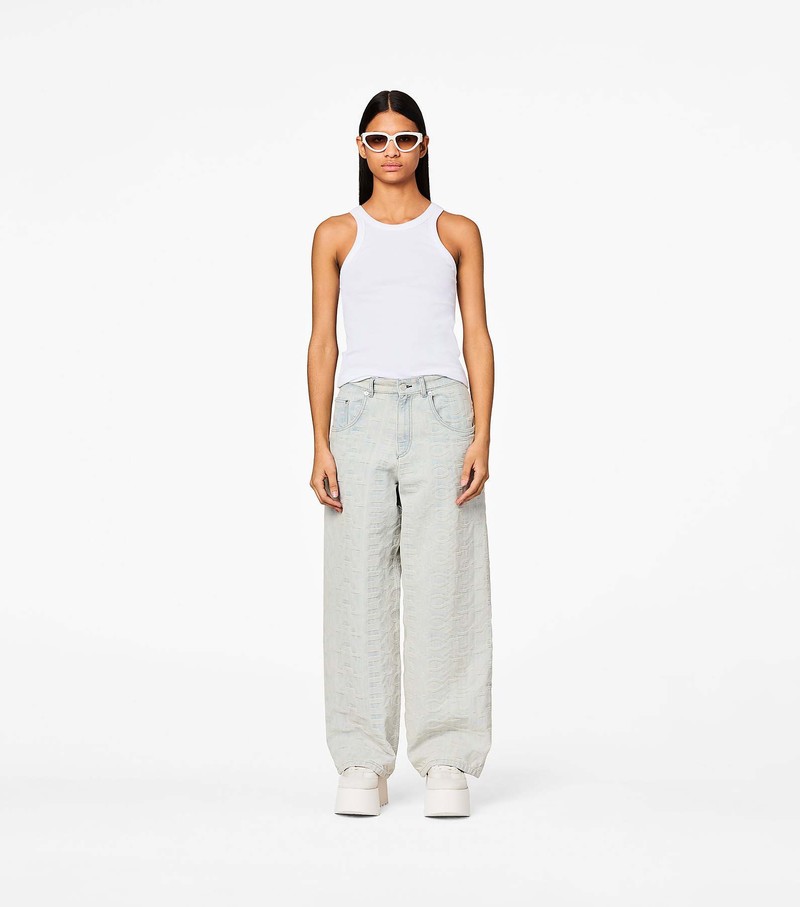 Women's Marc Jacobs Monogram Denim Pants White | ONERH-5983