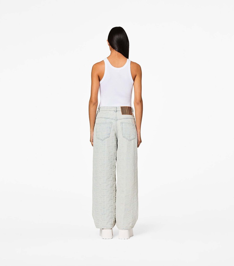 Women's Marc Jacobs Monogram Denim Pants White | ONERH-5983