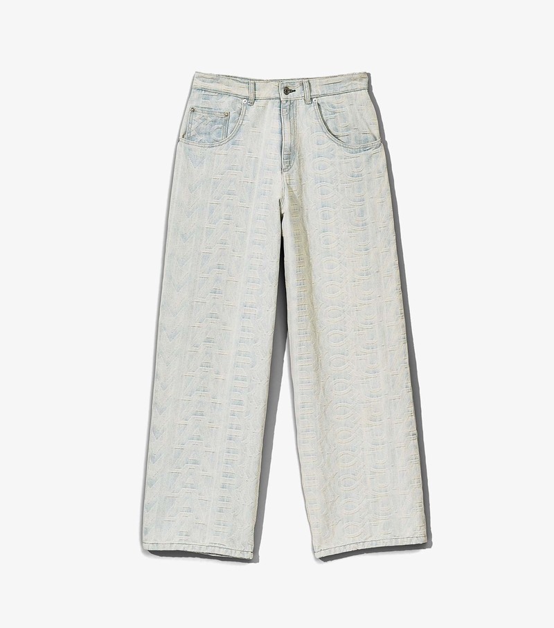 Women\'s Marc Jacobs Monogram Denim Pants White | ONERH-5983