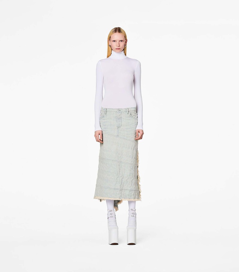 Women's Marc Jacobs Monogram Denim Skirts White | RCMZK-3458