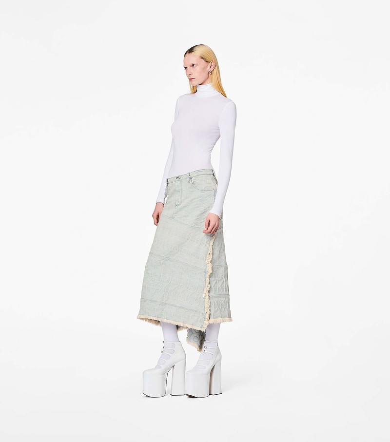 Women's Marc Jacobs Monogram Denim Skirts White | RCMZK-3458