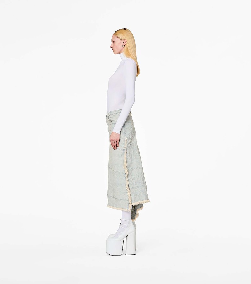 Women's Marc Jacobs Monogram Denim Skirts White | RCMZK-3458