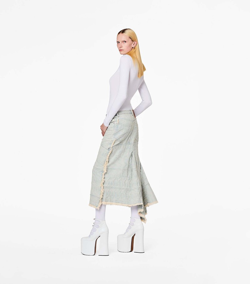 Women's Marc Jacobs Monogram Denim Skirts White | RCMZK-3458