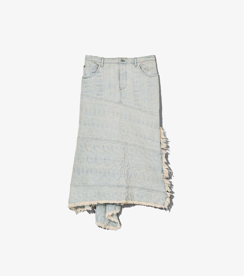 Women\'s Marc Jacobs Monogram Denim Skirts White | RCMZK-3458