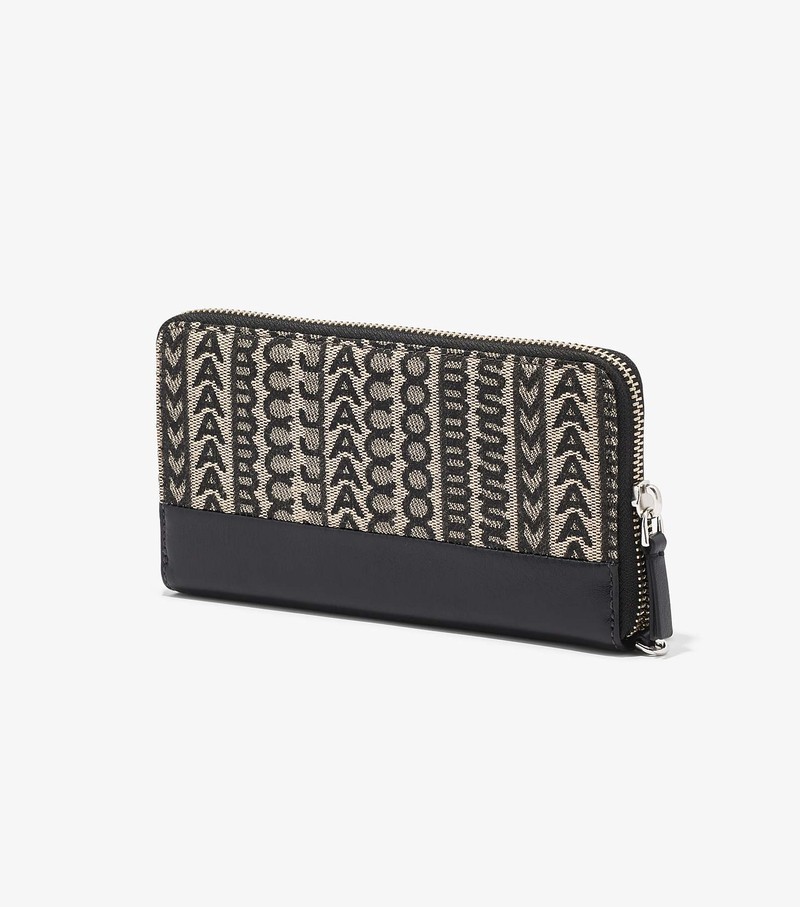 Women's Marc Jacobs Monogram Jacquard Continental Wristlet Large Wallets Black / White | VKLCQ-7458