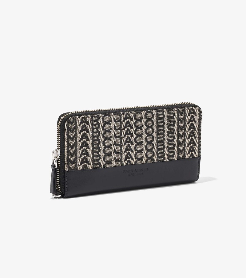 Women's Marc Jacobs Monogram Jacquard Continental Wristlet Large Wallets Black / White | VKLCQ-7458