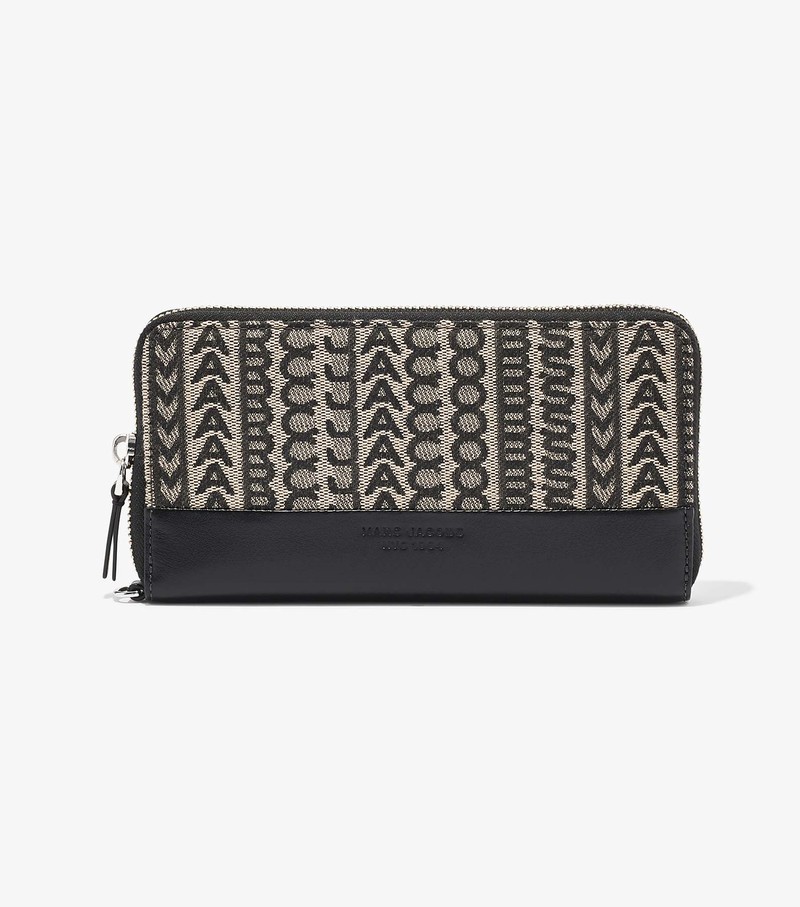 Women's Marc Jacobs Monogram Jacquard Continental Wristlet Large Wallets Black / White | VKLCQ-7458