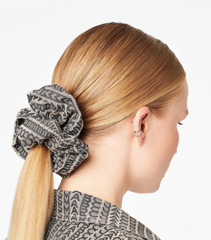 Women's Marc Jacobs Monogram Jacquard Scrunchie Hair Accessories Beige / Black | SVYKH-4938