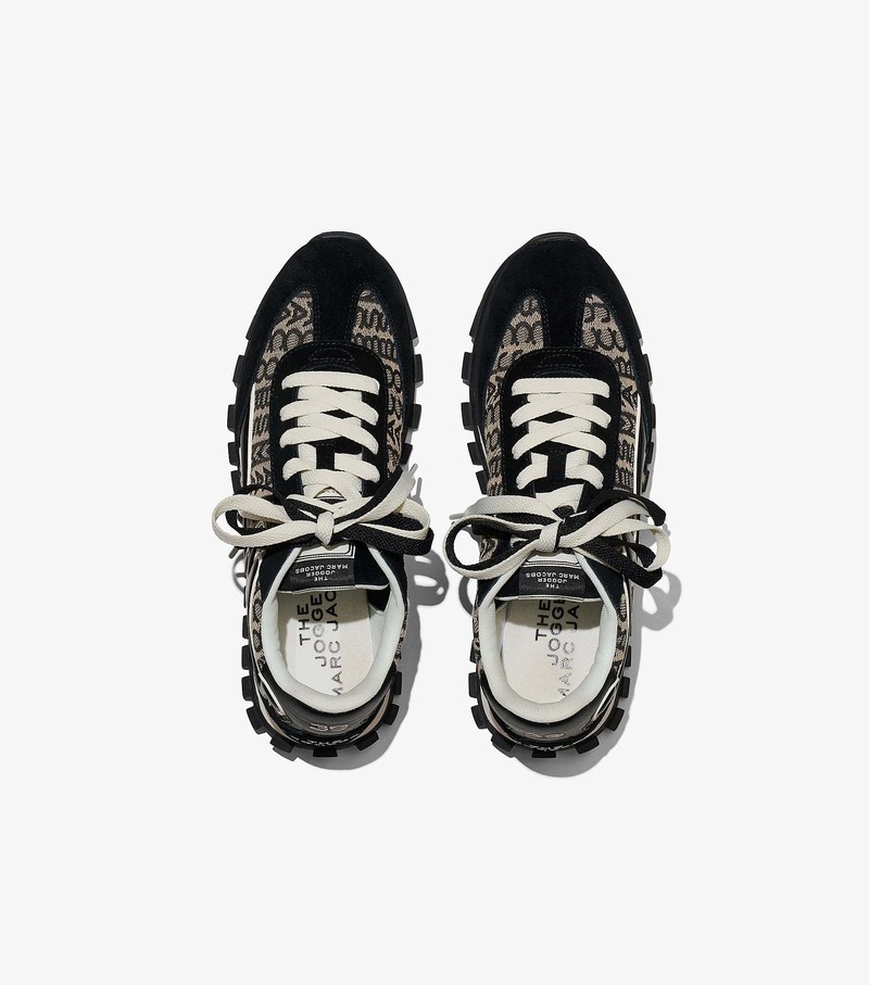 Women's Marc Jacobs Monogram Jogger Sneakers Black / Grey | RDFBA-3684