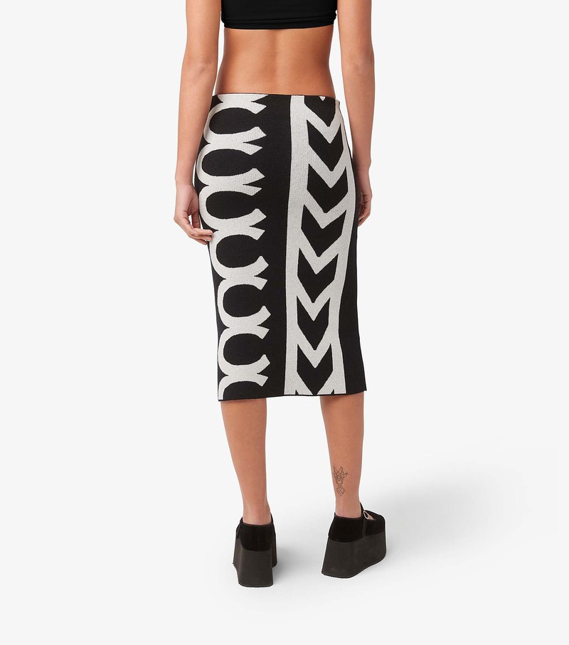 Women's Marc Jacobs Monogram Knit Tube Skirts Black / White | IQOTS-1269