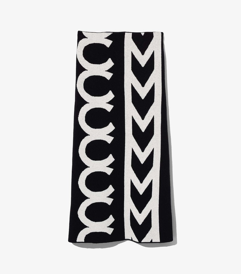 Women's Marc Jacobs Monogram Knit Tube Skirts Black / White | IQOTS-1269