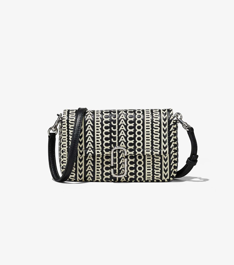 Women's Marc Jacobs Monogram Leather J Marc Mini Shoulder Bags Black / White | CJONA-7259