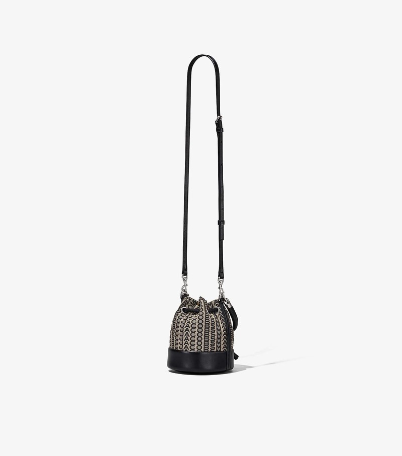 Women's Marc Jacobs Monogram Micro Bucket Bags Black / White | OKAQW-6154