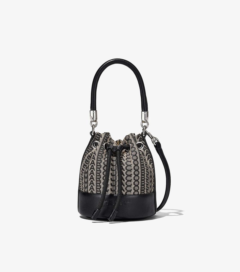 Women\'s Marc Jacobs Monogram Micro Bucket Bags Black / White | OKAQW-6154