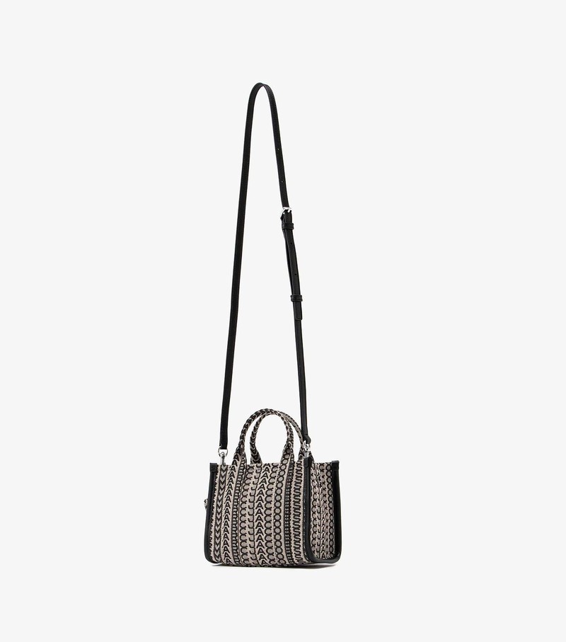 Women's Marc Jacobs Monogram Micro Tote Mini Bags Black / White | LKISD-9073