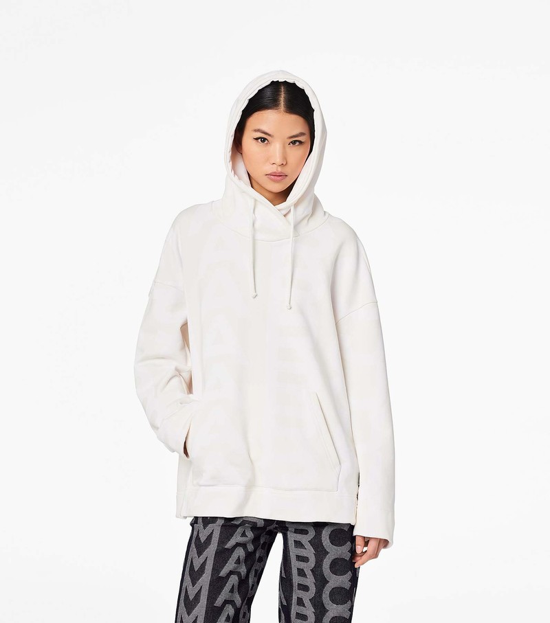 Women's Marc Jacobs Monogram Oversized Hoodie White | IECPH-1709