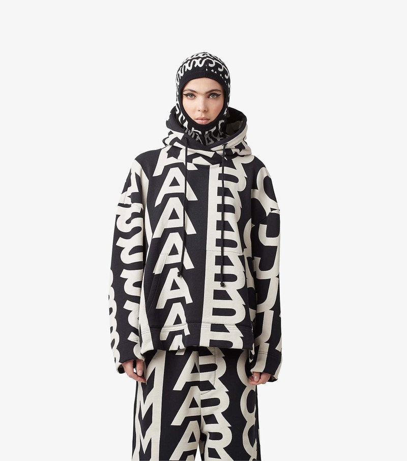 Women's Marc Jacobs Monogram Oversized Hoodie Black / White | SMNCJ-8415