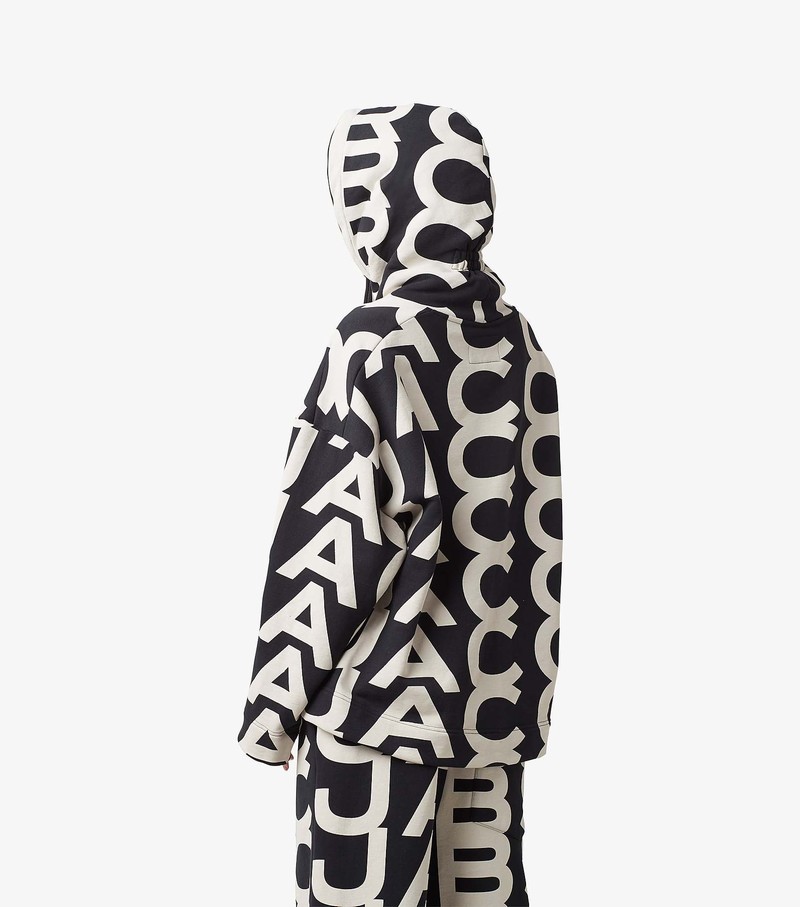 Women's Marc Jacobs Monogram Oversized Hoodie Black / White | SMNCJ-8415