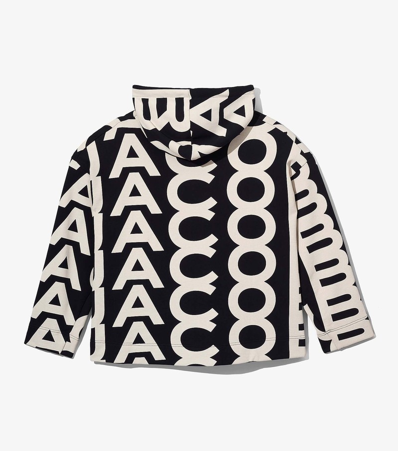 Women's Marc Jacobs Monogram Oversized Hoodie Black / White | SMNCJ-8415