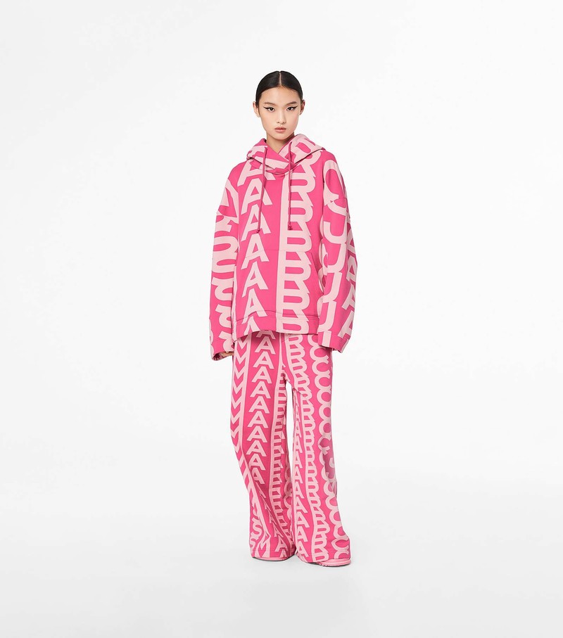 Women's Marc Jacobs Monogram Oversized Hoodie Pink / White | UDIWH-9731