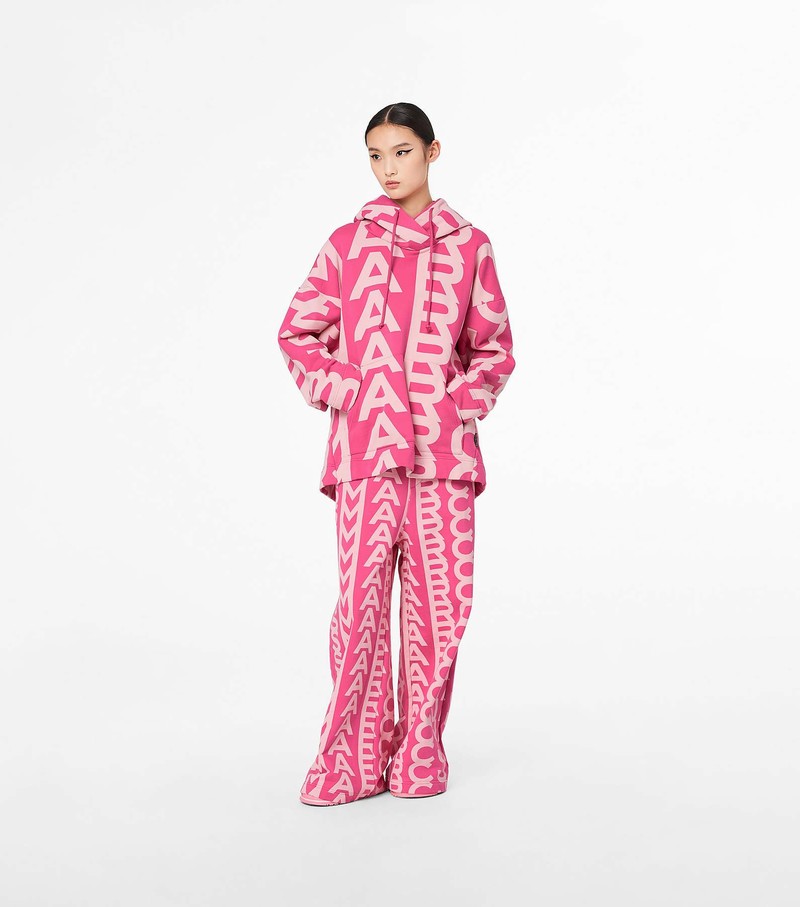 Women's Marc Jacobs Monogram Oversized Hoodie Pink / White | UDIWH-9731