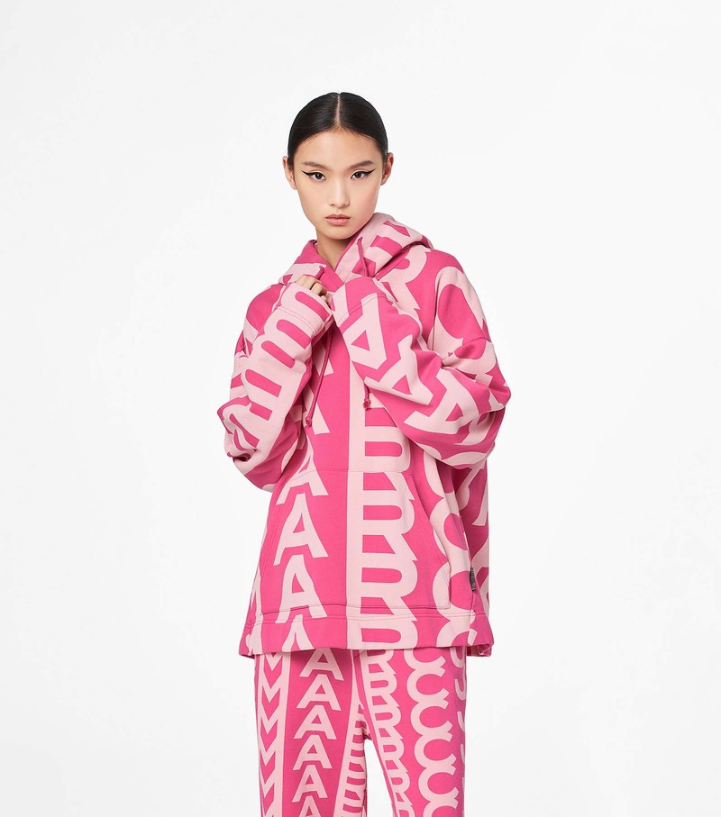 Women's Marc Jacobs Monogram Oversized Hoodie Pink / White | UDIWH-9731