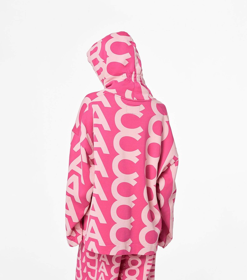 Women's Marc Jacobs Monogram Oversized Hoodie Pink / White | UDIWH-9731