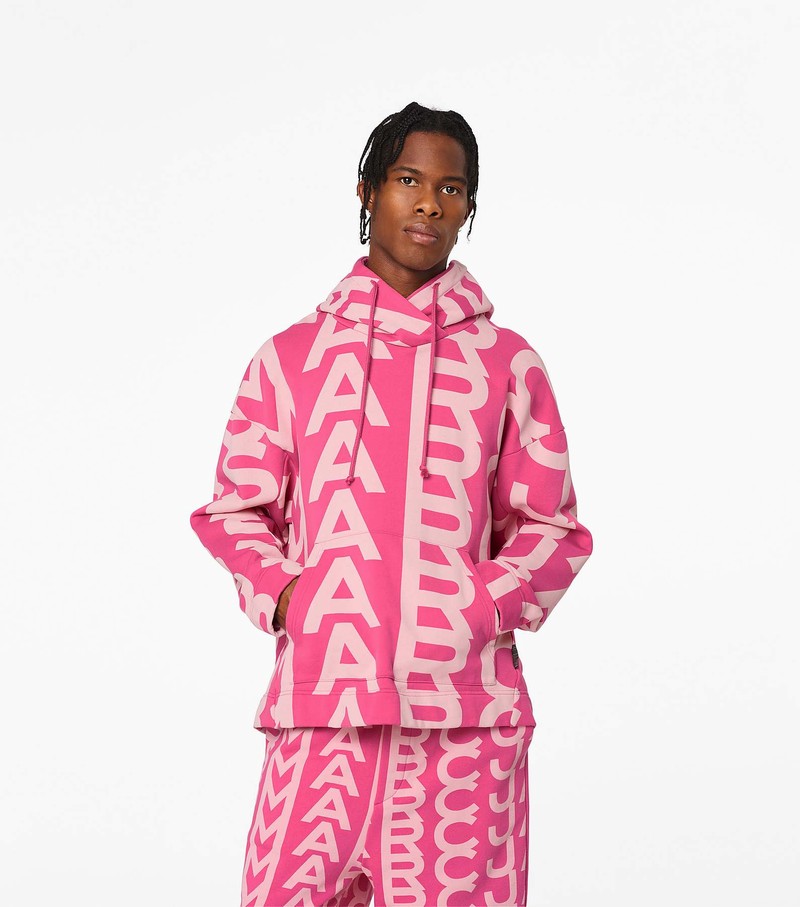 Women's Marc Jacobs Monogram Oversized Hoodie Pink / White | UDIWH-9731