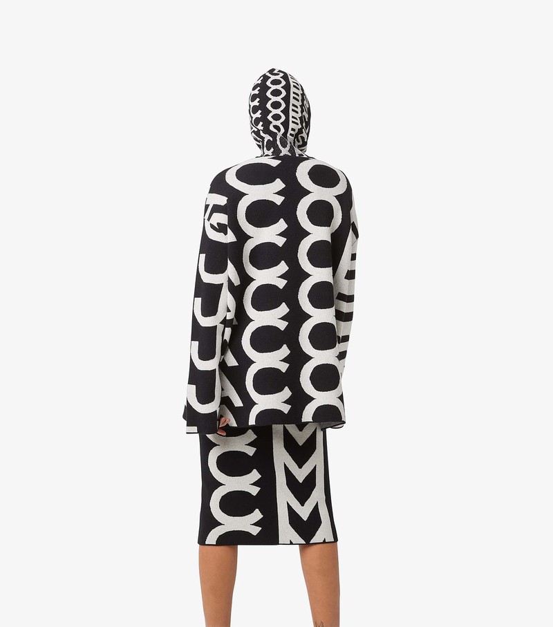 Women's Marc Jacobs Monogram Oversized Knit Jumper Sweater Black / White | BVLNZ-5381