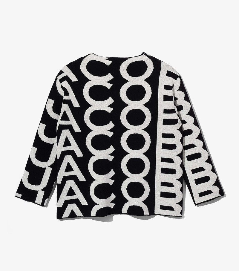 Women's Marc Jacobs Monogram Oversized Knit Jumper Sweater Black / White | BVLNZ-5381