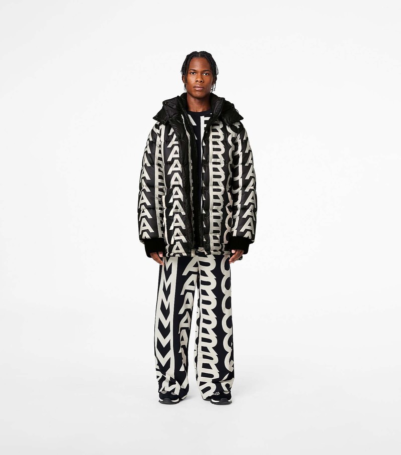 Women's Marc Jacobs Monogram Oversized Puffer Jackets Black / White | FPAXZ-3572