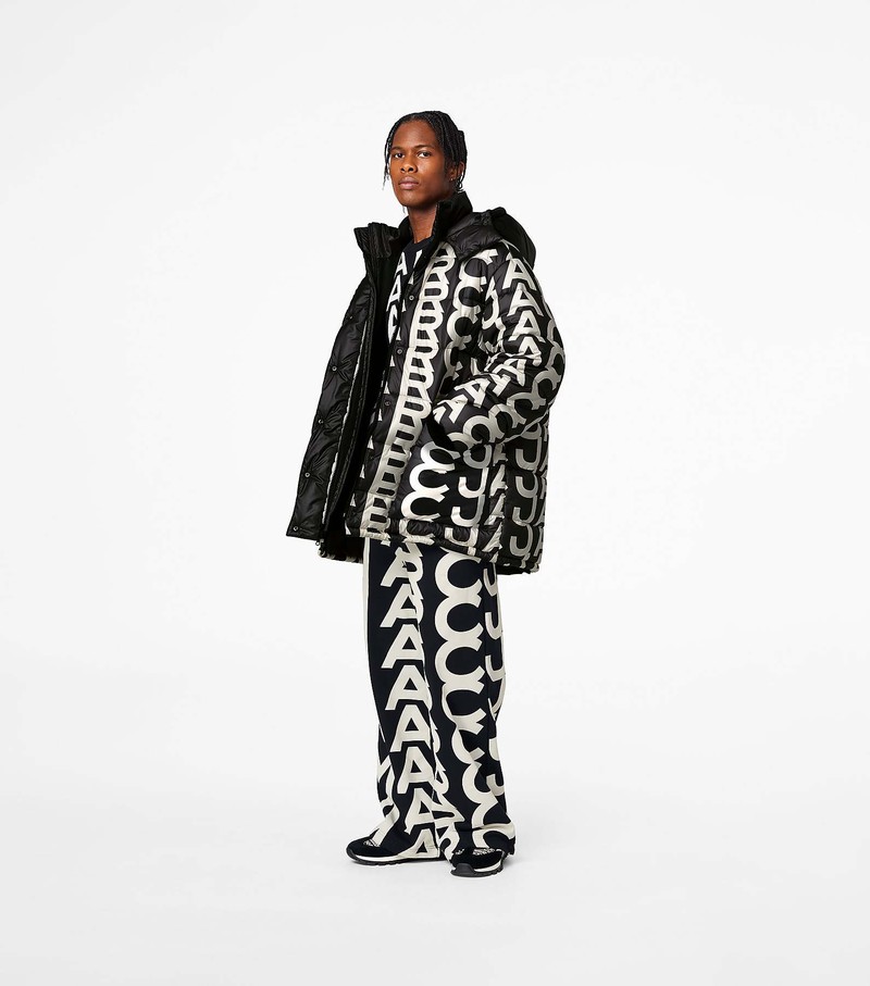 Women's Marc Jacobs Monogram Oversized Puffer Jackets Black / White | FPAXZ-3572