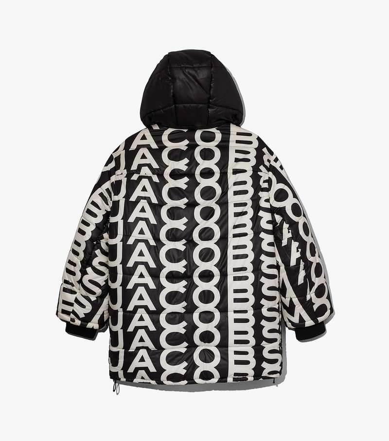 Women's Marc Jacobs Monogram Oversized Puffer Jackets Black / White | FPAXZ-3572