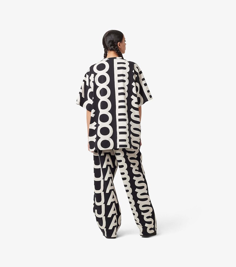 Women's Marc Jacobs Monogram Oversized Sweatpants Black / White | ALGMH-8652