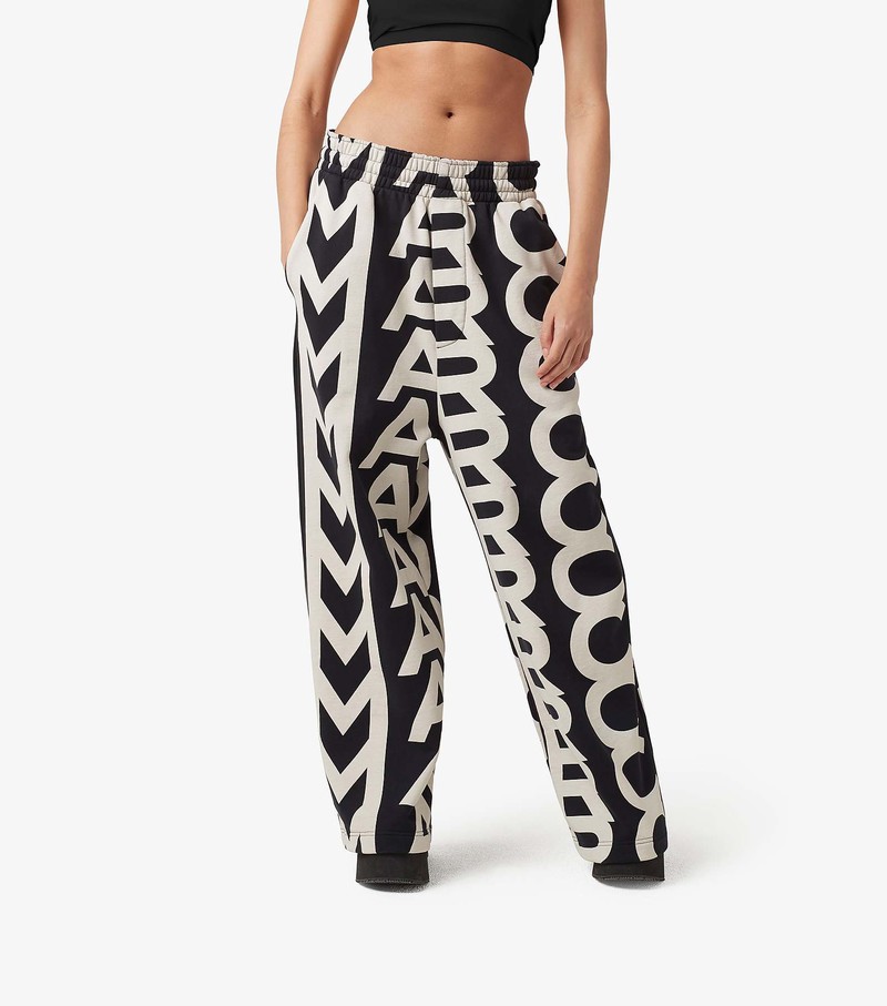 Women's Marc Jacobs Monogram Oversized Sweatpants Black / White | ALGMH-8652