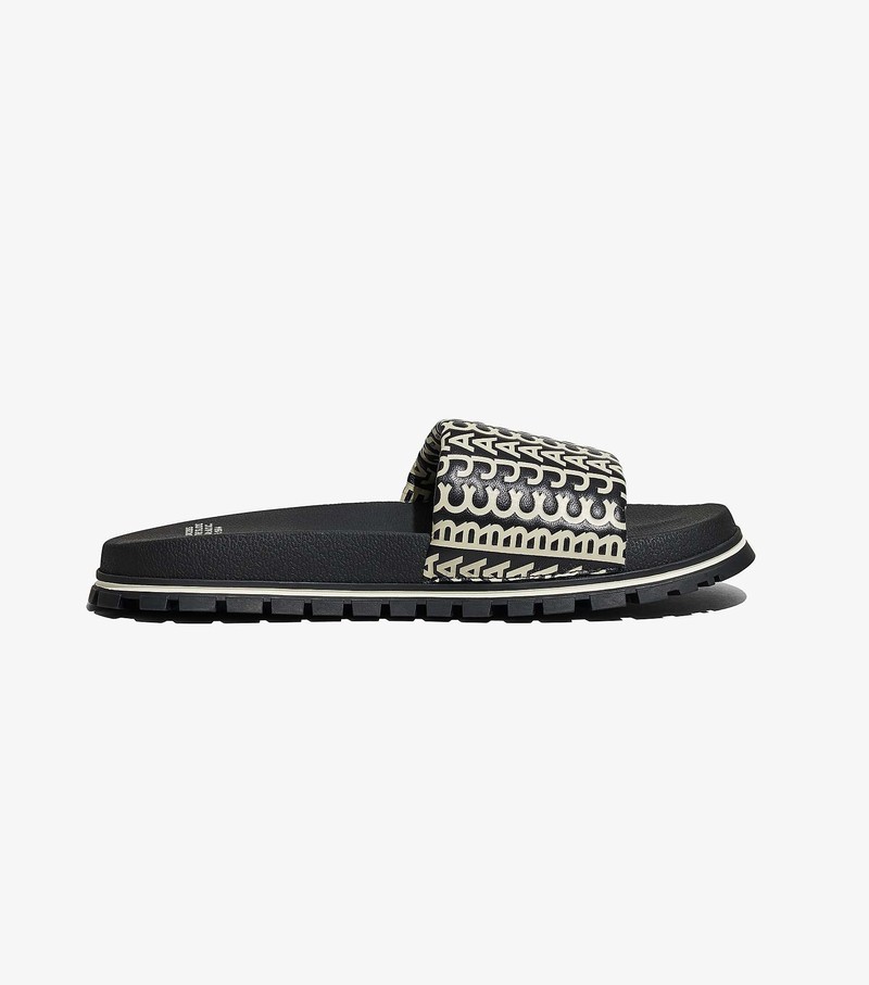 Women's Marc Jacobs Monogram Sandals Black / White | AXBRO-1867