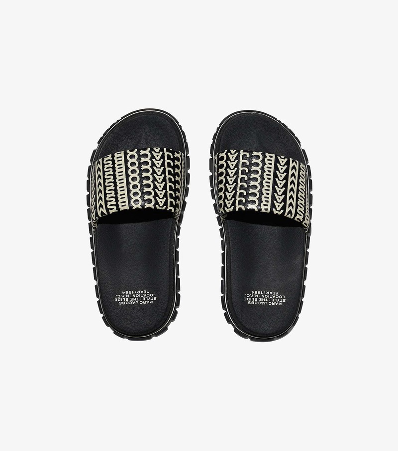 Women's Marc Jacobs Monogram Sandals Black / White | AXBRO-1867