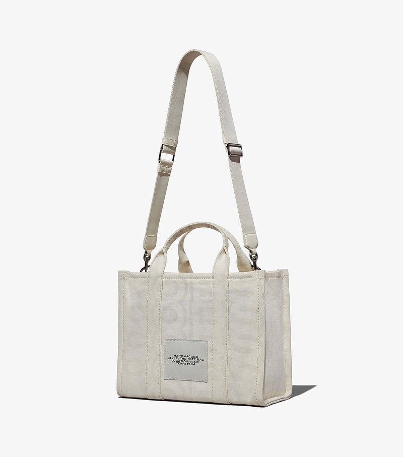 Women's Marc Jacobs Outline Monogram Medium Tote Bags White | TDIKJ-6538