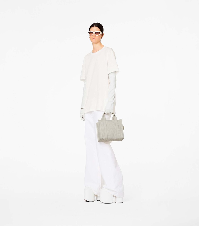 Women's Marc Jacobs Outline Monogram Mini Tote Bags White | VFSDA-8351