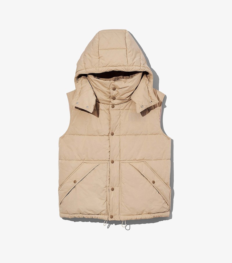 Women\'s Marc Jacobs Oversized Puffer Vest Beige | XJWNZ-2354