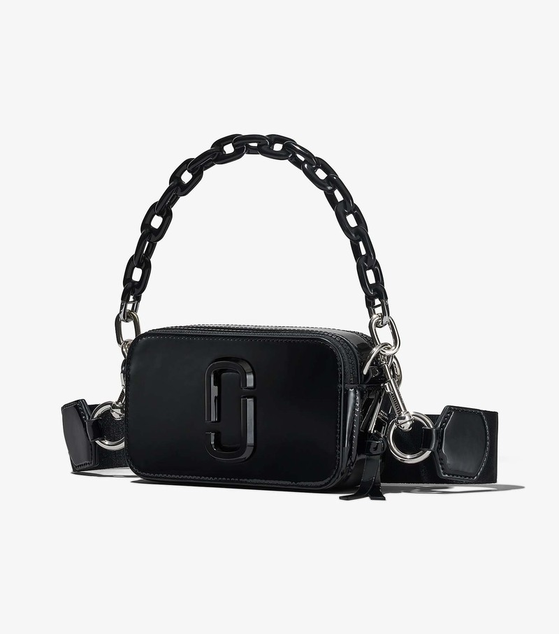 Women's Marc Jacobs Patent Leather Snapshot Mini Bags Black | TSJAR-8903