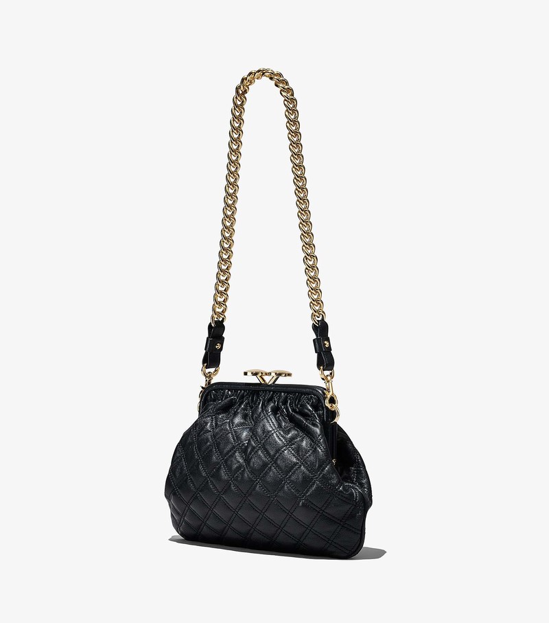 Women's Marc Jacobs Re-Edition Quilted Leather Little Stam Shoulder Bags Black | DIPXC-4523