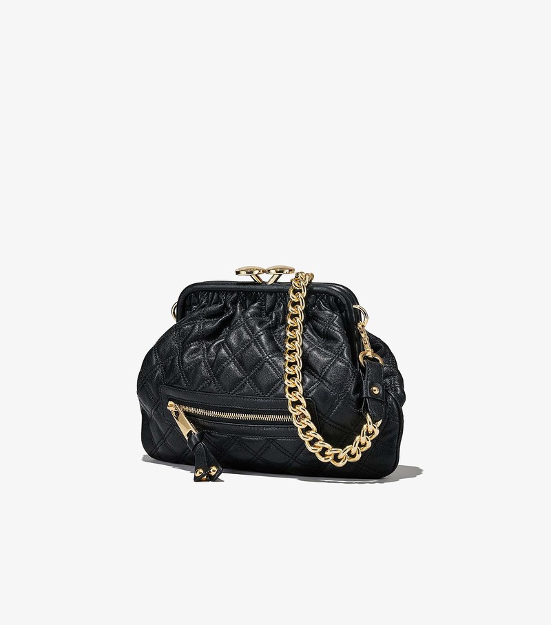 Women's Marc Jacobs Re-Edition Quilted Leather Little Stam Shoulder Bags Black | DIPXC-4523