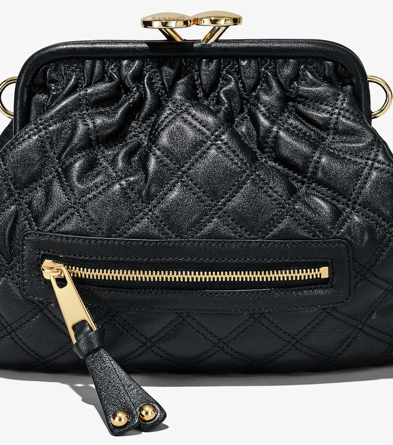 Women's Marc Jacobs Re-Edition Quilted Leather Little Stam Shoulder Bags Black | DIPXC-4523