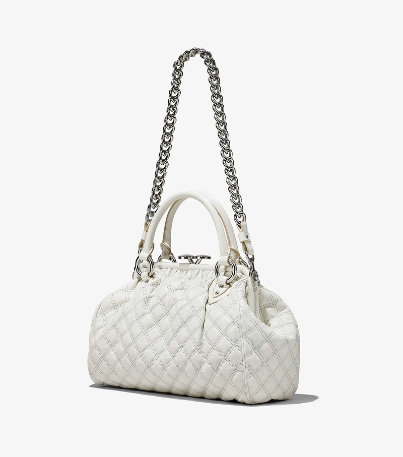 Women's Marc Jacobs Re-Edition Quilted Leather Stam Shoulder Bags White | EOZLK-9403