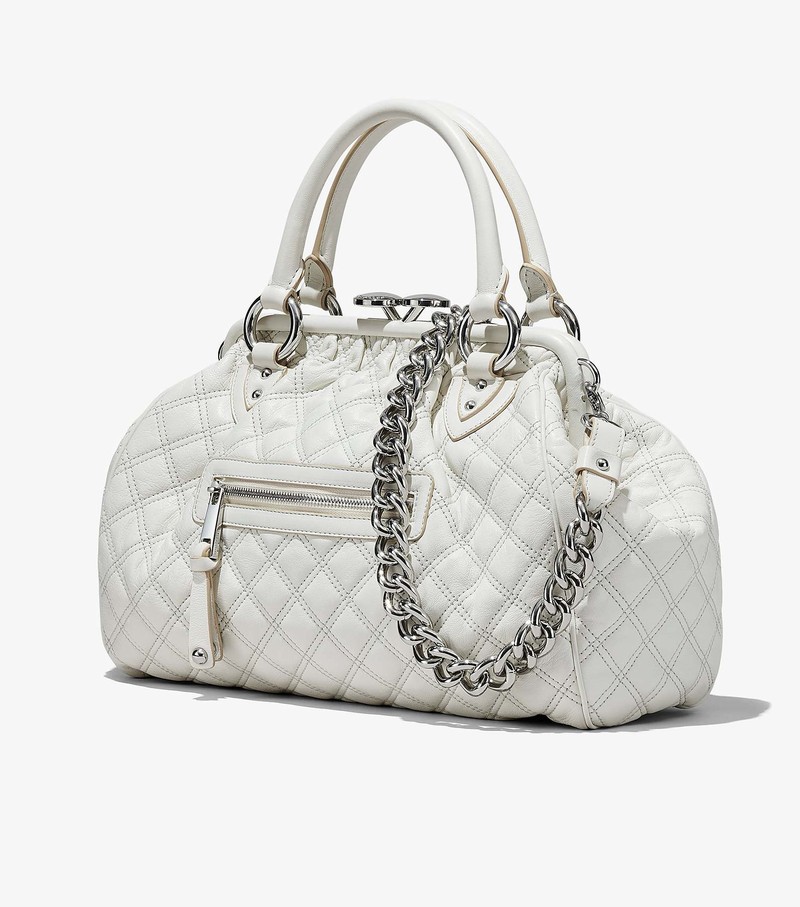 Women's Marc Jacobs Re-Edition Quilted Leather Stam Shoulder Bags White | EOZLK-9403