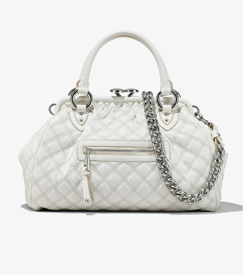 Women\'s Marc Jacobs Re-Edition Quilted Leather Stam Shoulder Bags White | EOZLK-9403