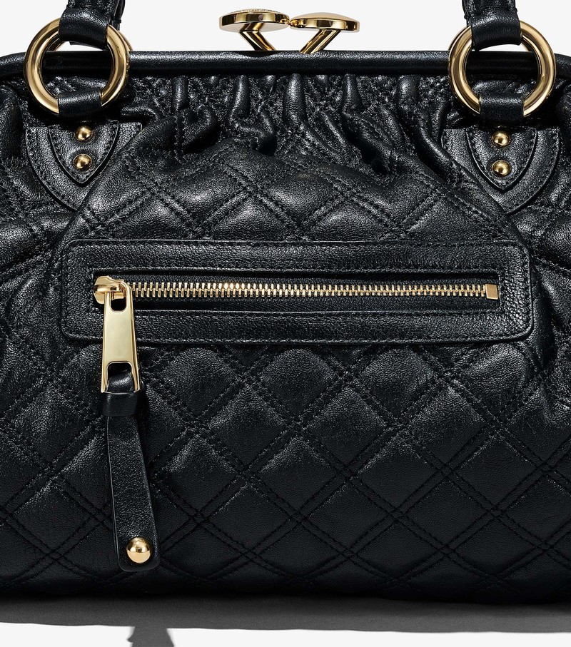 Women's Marc Jacobs Re-Edition Quilted Leather Stam Satchel Bags Black | FVXPC-9217