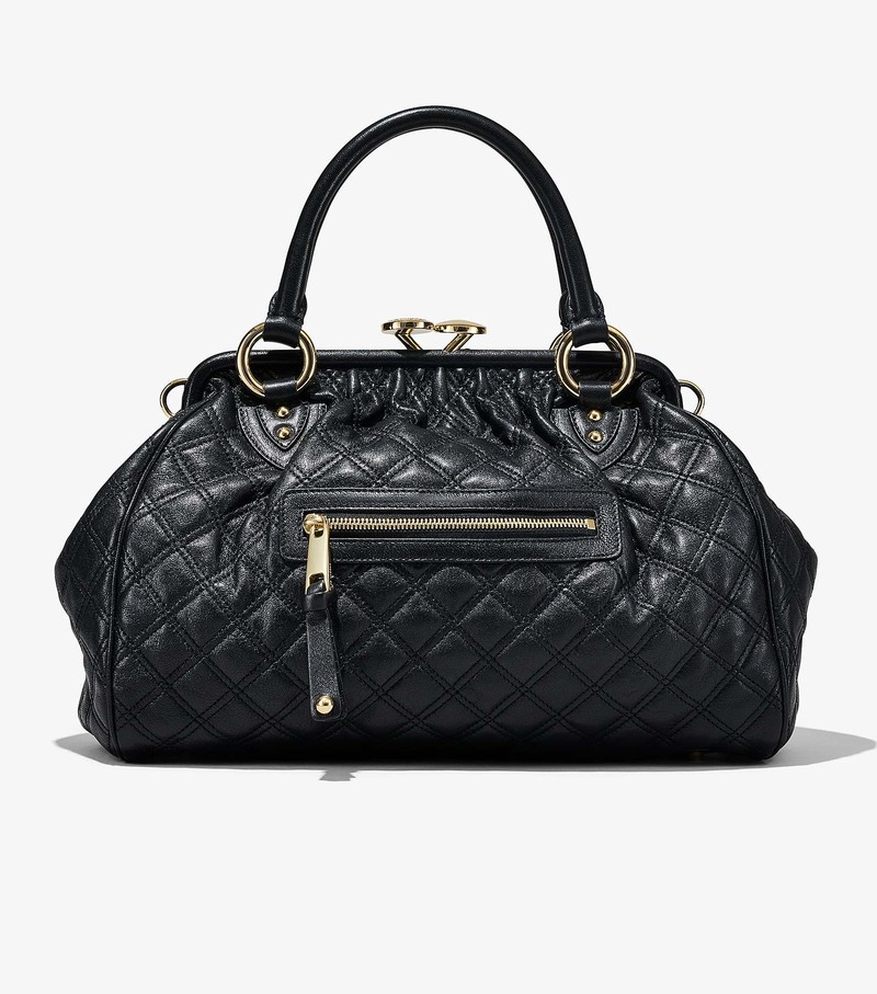 Women's Marc Jacobs Re-Edition Quilted Leather Stam Satchel Bags Black | FVXPC-9217