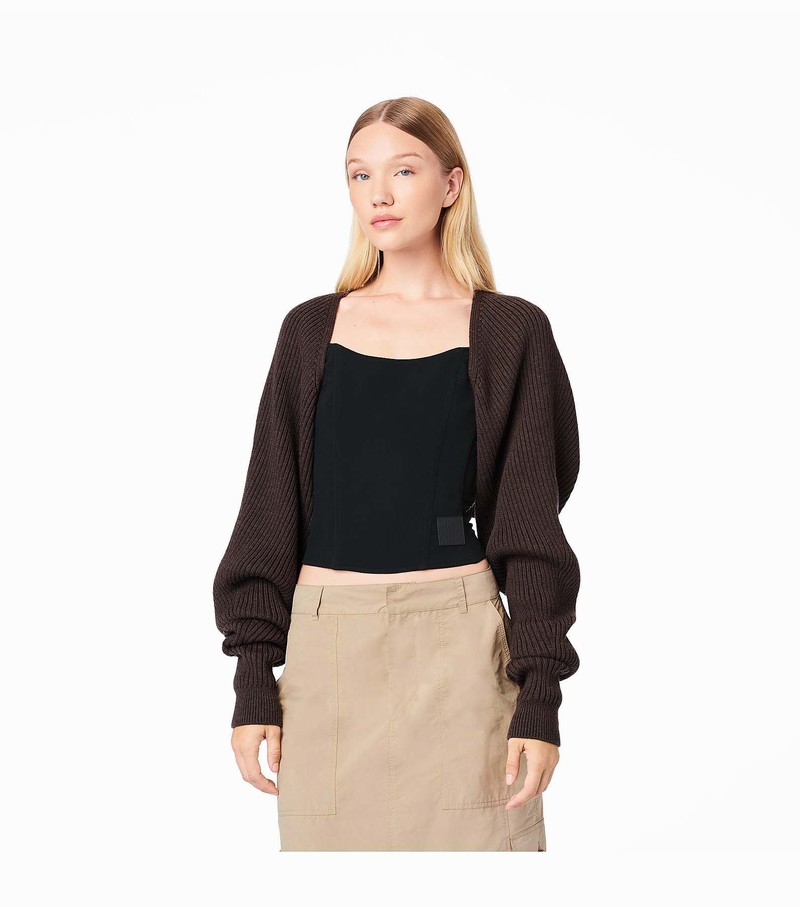 Women's Marc Jacobs Ribbed Bolero Cardigan Sweater Brown | HITDZ-3542